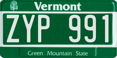VT license plate ZYP991