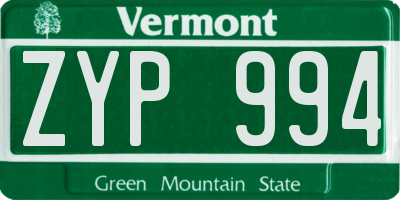 VT license plate ZYP994