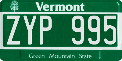 VT license plate ZYP995