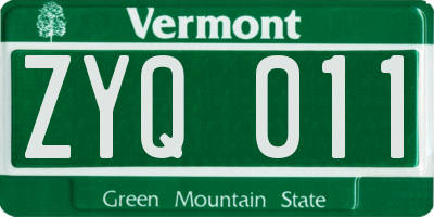 VT license plate ZYQ011
