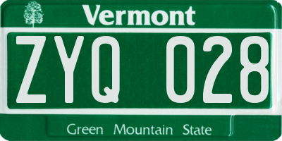 VT license plate ZYQ028