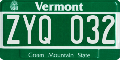 VT license plate ZYQ032
