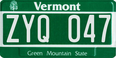 VT license plate ZYQ047