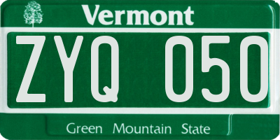 VT license plate ZYQ050