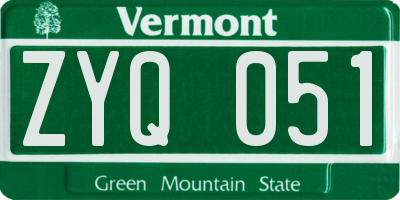 VT license plate ZYQ051