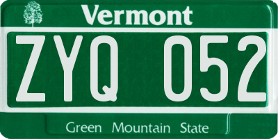 VT license plate ZYQ052