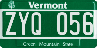 VT license plate ZYQ056