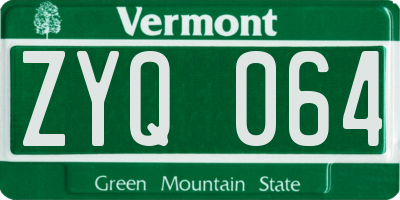 VT license plate ZYQ064