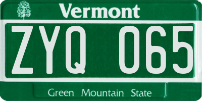 VT license plate ZYQ065