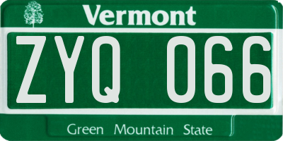 VT license plate ZYQ066