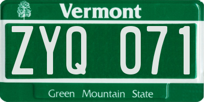VT license plate ZYQ071