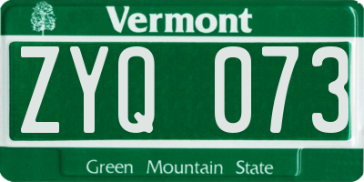 VT license plate ZYQ073