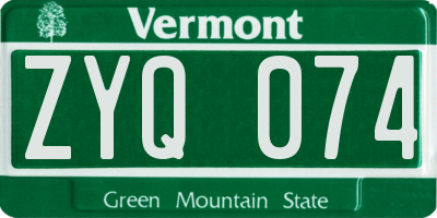 VT license plate ZYQ074