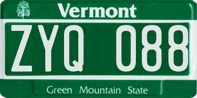 VT license plate ZYQ088
