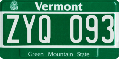 VT license plate ZYQ093