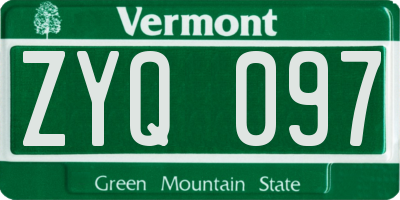 VT license plate ZYQ097