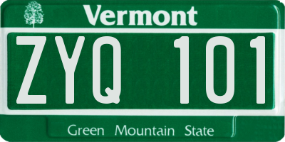 VT license plate ZYQ101