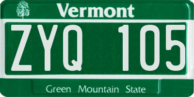 VT license plate ZYQ105