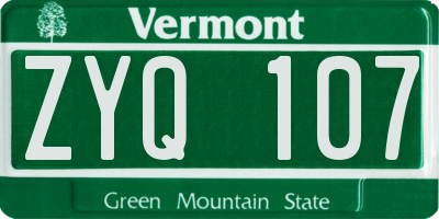 VT license plate ZYQ107