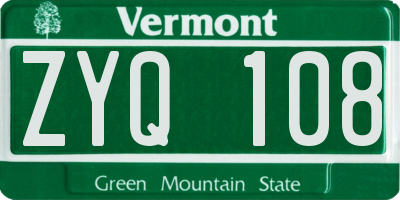 VT license plate ZYQ108