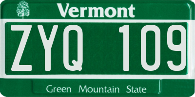 VT license plate ZYQ109