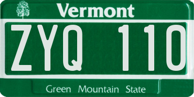 VT license plate ZYQ110