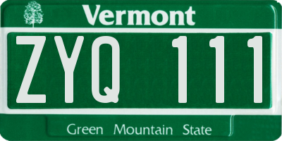 VT license plate ZYQ111