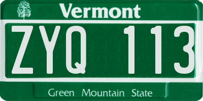 VT license plate ZYQ113