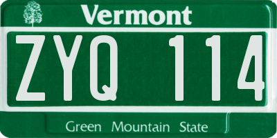 VT license plate ZYQ114