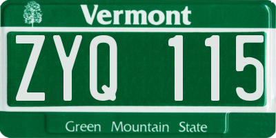 VT license plate ZYQ115