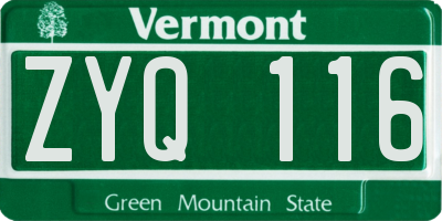 VT license plate ZYQ116