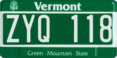 VT license plate ZYQ118
