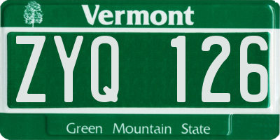 VT license plate ZYQ126