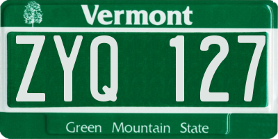 VT license plate ZYQ127