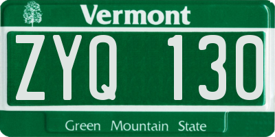 VT license plate ZYQ130