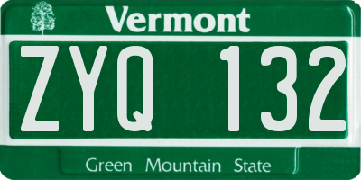 VT license plate ZYQ132
