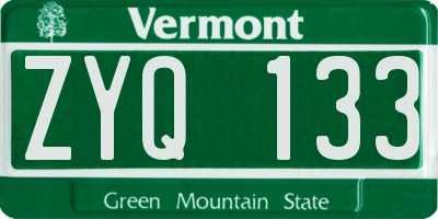 VT license plate ZYQ133