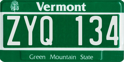 VT license plate ZYQ134