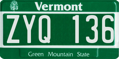 VT license plate ZYQ136