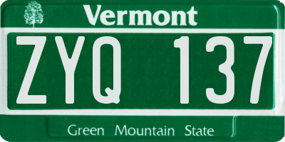 VT license plate ZYQ137