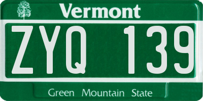 VT license plate ZYQ139