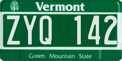 VT license plate ZYQ142