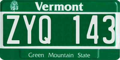 VT license plate ZYQ143