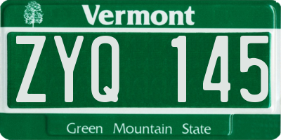 VT license plate ZYQ145