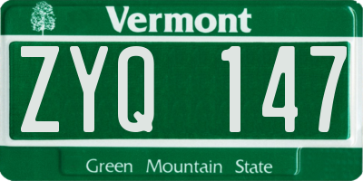 VT license plate ZYQ147