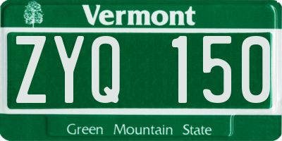 VT license plate ZYQ150