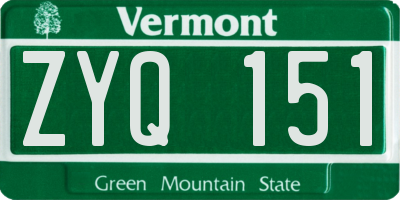 VT license plate ZYQ151