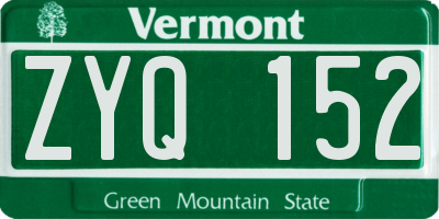 VT license plate ZYQ152