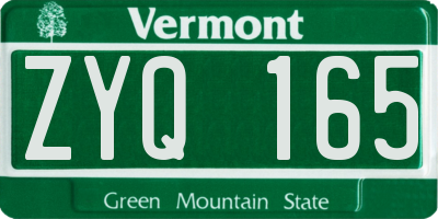 VT license plate ZYQ165