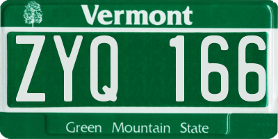 VT license plate ZYQ166